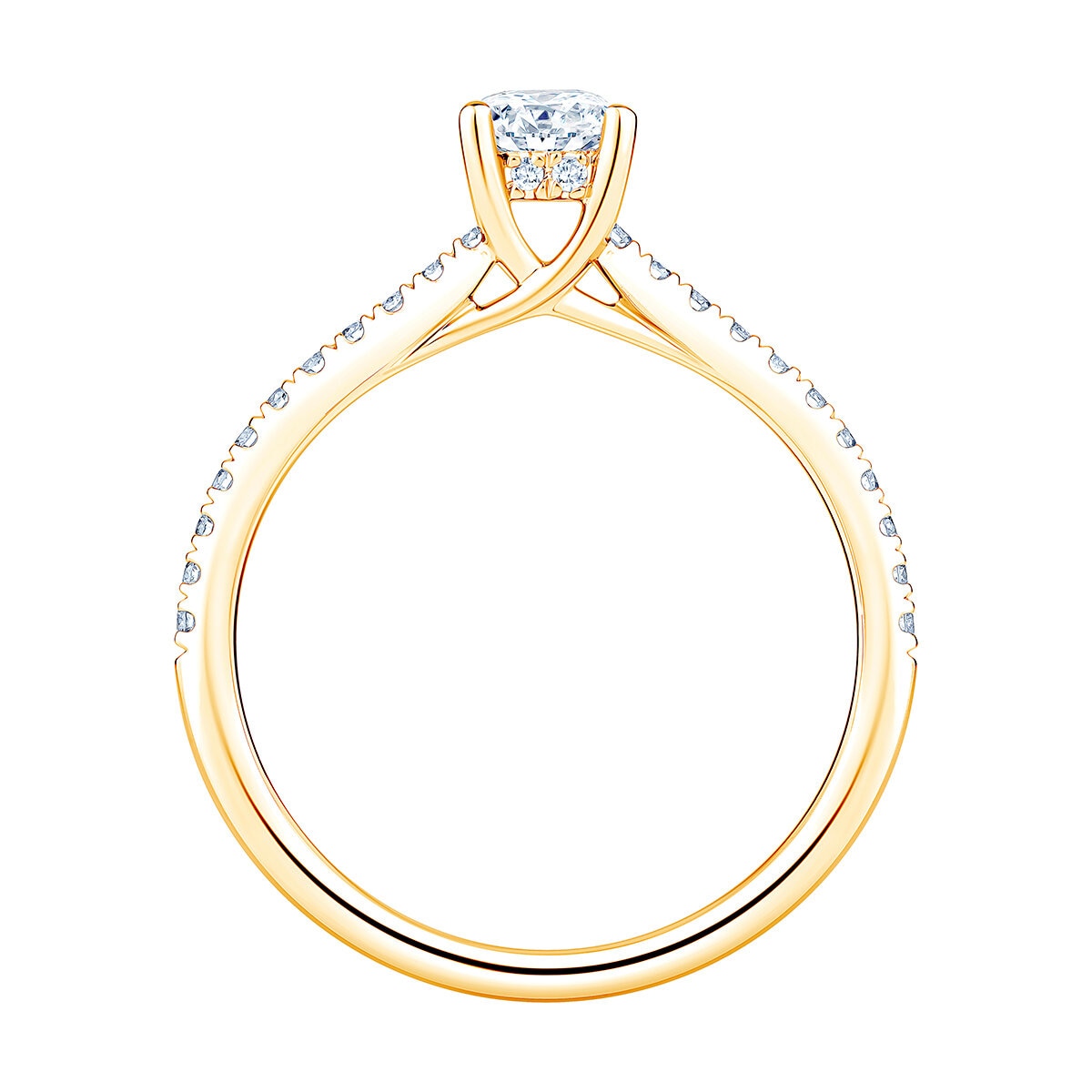 Anillo, 0.90ctw Diamantes, Oro Amarillo de 14K