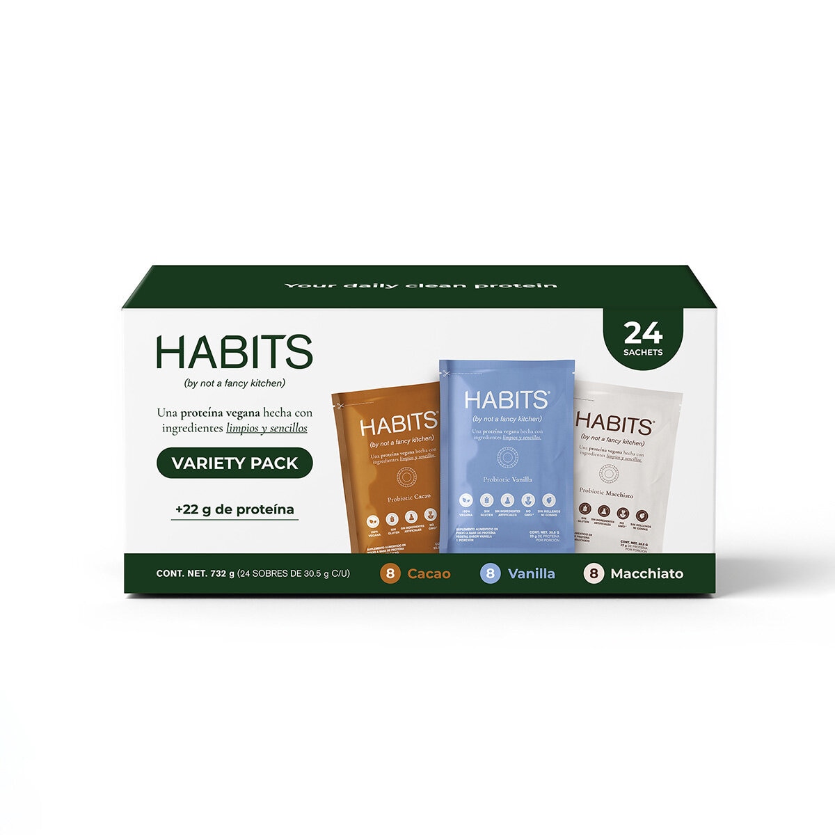 Habits by Not a Fancy Kitchen Proteína Vegetal Variety Pack 24 / 30.5 g Habits by Not a Fancy Kitchen Proteína Vegetal Variety Pack 24 / 30.5 g