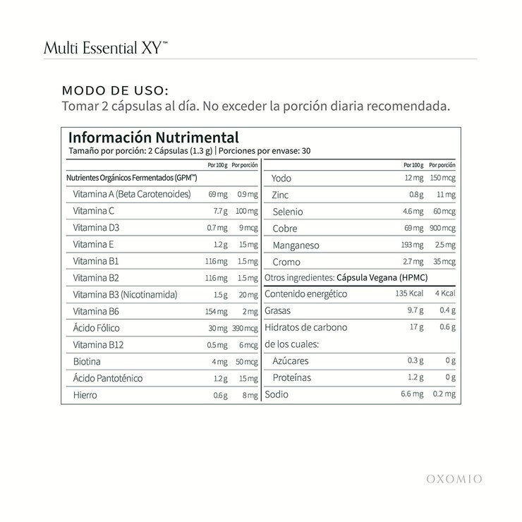 Oxomio Multi essential XY 2 Bolsas de 60 Cápsulas c/u Oxomio Multi essential XY 2 Bolsas de 60 Cápsulas c/u