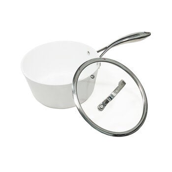 Westinghouse, Olla 16 cm de Cerámica Blanca, Acero Inoxidable Westinghouse, Olla 16 cm de Cerámica Blanca, Acero Inoxidable