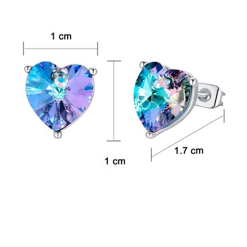 Mayfer, Aretes en Forma de Corazón con Cristal Austríaco, Color Violeta