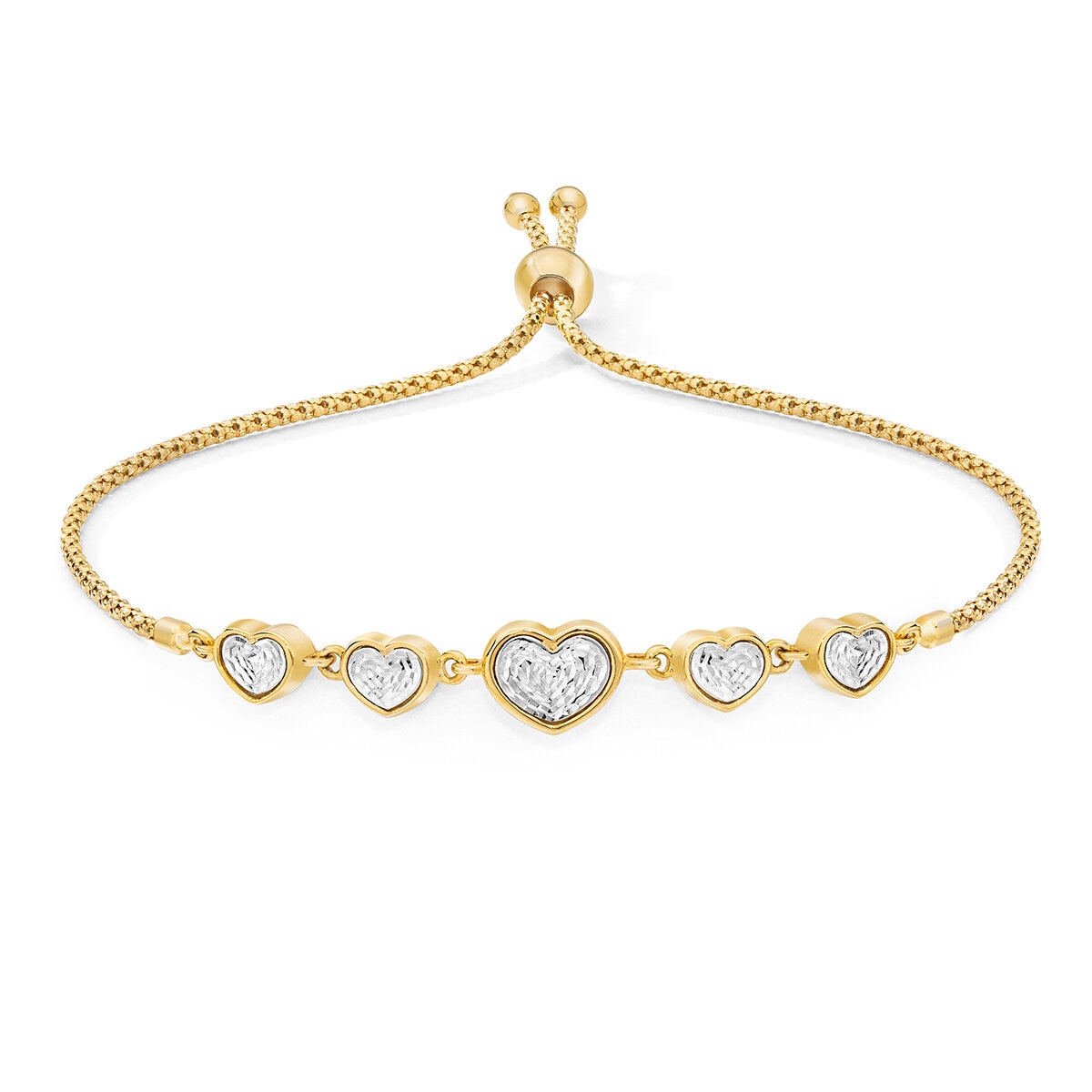 Pulsera tipo Bolo, Oro Italiano Dos Tonos de 14K