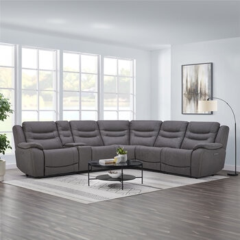 GilmanCreek Furniture, Sofá Seccional Reclinable Eléctrico de Tela con Reposacabezas Eléctricos
