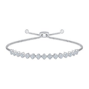 Pulsera Bolo de Diamantes 0.50ctw, Oro Blanco 14K Pulsera Bolo de Diamantes 0.50ctw, Oro Blanco 14K