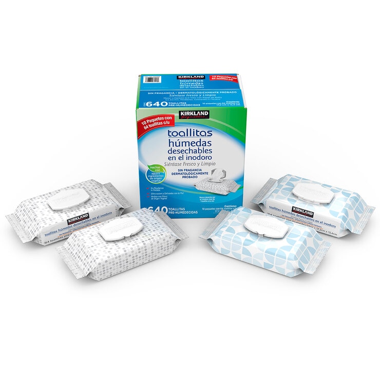Kirkland Signature toallitas húmedas desechables en el inodoro caja con 640 toallitas Kirkland Signature toallitas húmedas desechables en el inodoro caja con 640 toallitas