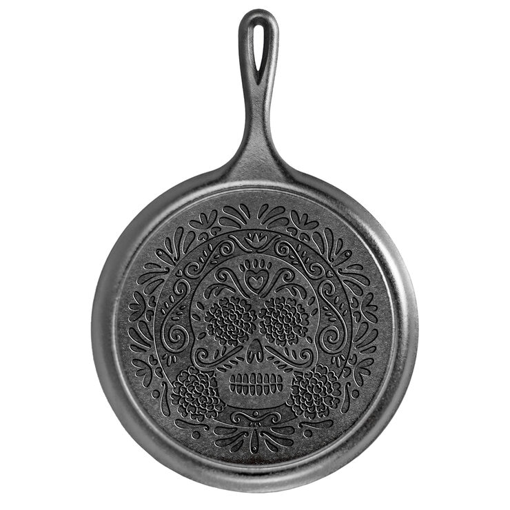 Lodge Cast Iron Comal con Diseño de Calaveras Mexicanas