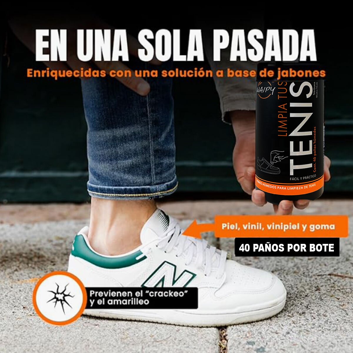 Waipy Paños Húmedos para Limpieza de Tenis 3 pzas con 40 Paños Waipy Paños Húmedos para Limpieza de Tenis 3 pzas con 40 Paños