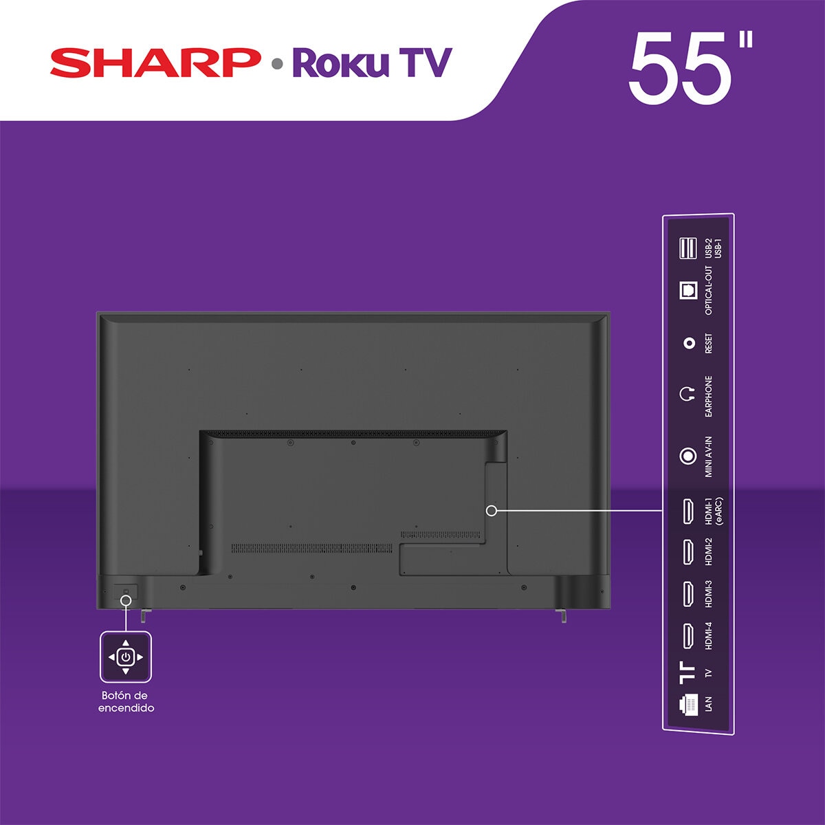 Sharp Pantalla 55" UHD 4K Roku TV Sharp Pantalla 55" UHD 4K Roku TV