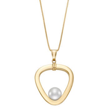 Dije de Perla Cultivada con Cadena 45.72cm, 8-8.5mm, Oro Amarillo de 14K Dije de Perla Cultivada con Cadena 45.72cm, 8-8.5mm, Oro Amarillo de 14K