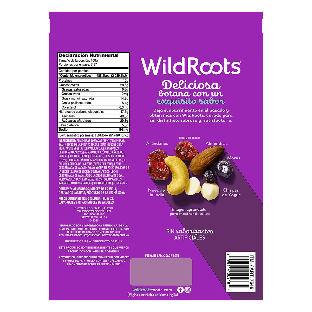 Wild Roots Mezcla Costera de Frutos Secos 737 g Wild Roots Mezcla Costera de Frutos Secos 737 g