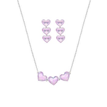 Mayfer, Juego de Collar y Aretes, Corazones con Cristal Austríaco Mayfer, Juego de Collar y Aretes, Corazones con Cristal Austríaco