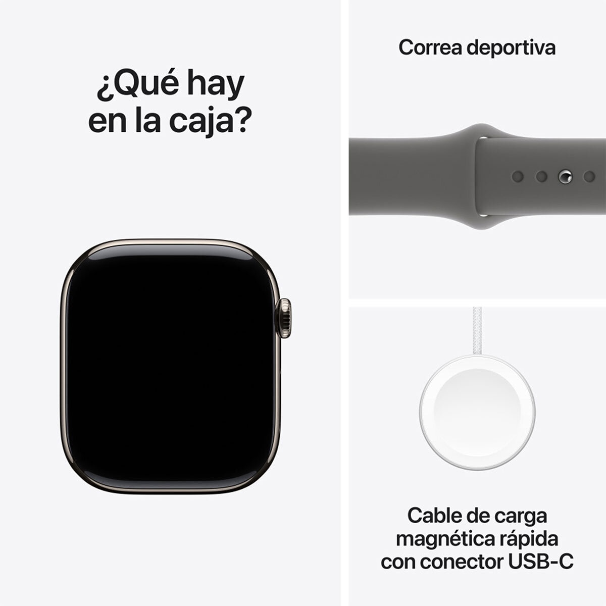 Apple Watch S10 (GPS + Cellular) Caja de Titanio Natural 46mm con Correa Deportiva Gris Piedra M/L