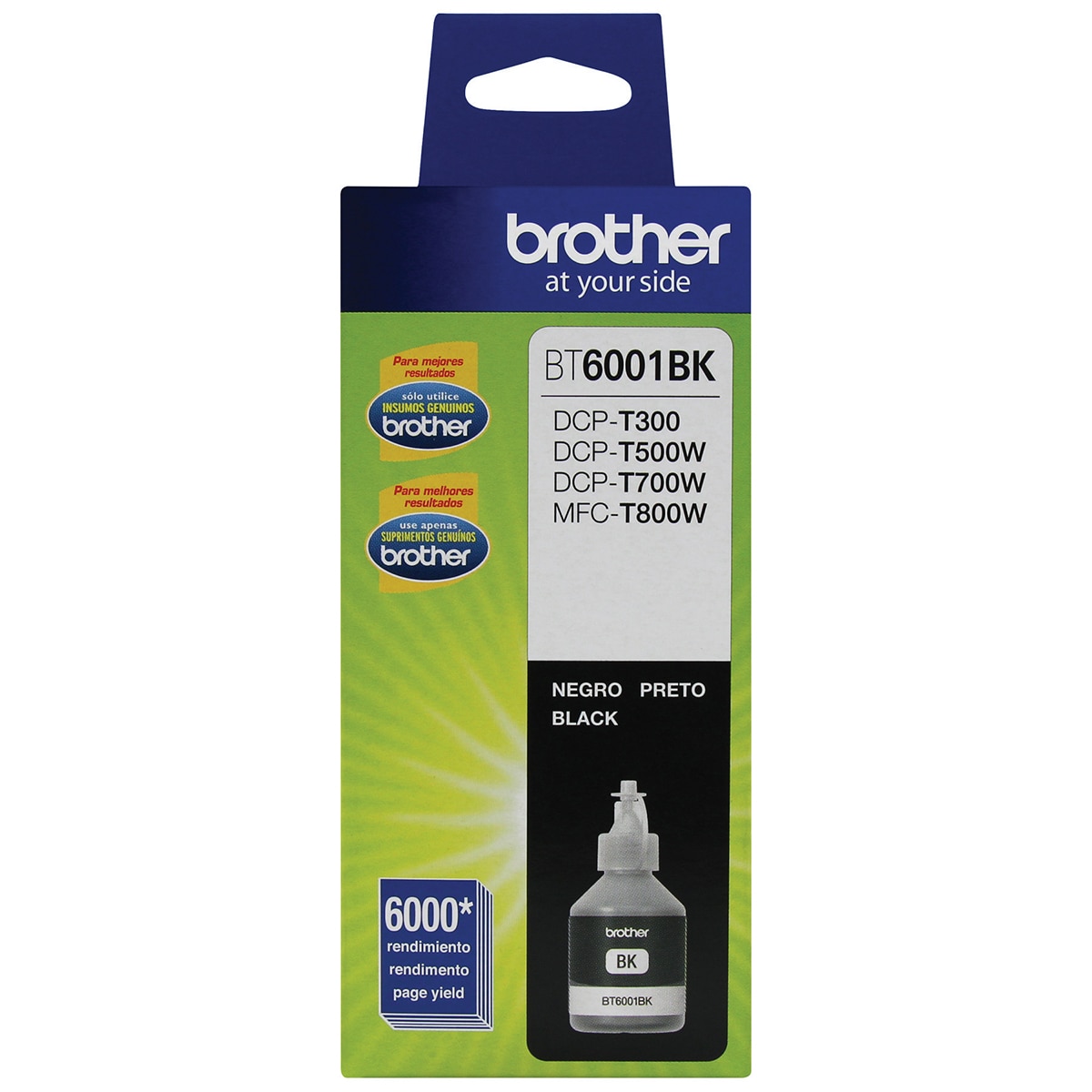 Brother botella de tinta 6001BK negro (3 piezas)