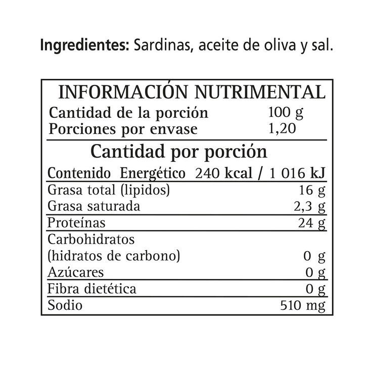 Vigilante Sardinas en Aceite de Oliva 4 pzas de 120 g Vigilante Sardinas en Aceite de Oliva 4 pzas de 120 g