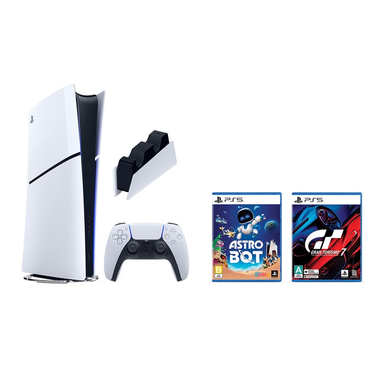 PlayStation 5: Consola Slim Digital de 825GB + 2 Videojuegos + Estación de Carga PlayStation 5: Consola Slim Digital de 825GB + 2 Videojuegos + Estación de Carga