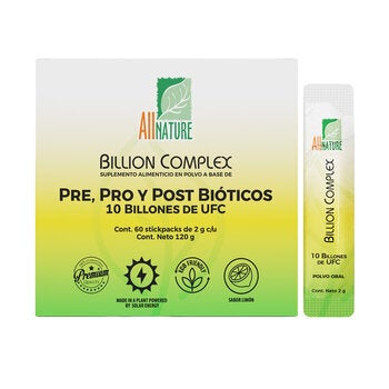 All Nature Billion Complex Pre, Pro y Post Bióticos 60 Stickpacks All Nature Billion Complex Pre, Pro y Post Bióticos 60 Stickpacks