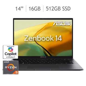 ASUS Zenbook 14 Laptop Thin & Light 14" 2.5K AMD Ryzen 5 16GB 512GB SSD