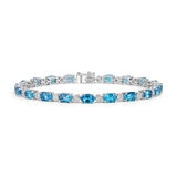 Pulsera de Topacio Azul y Diamantes 0.55ctw, Oro Blanco de 14K