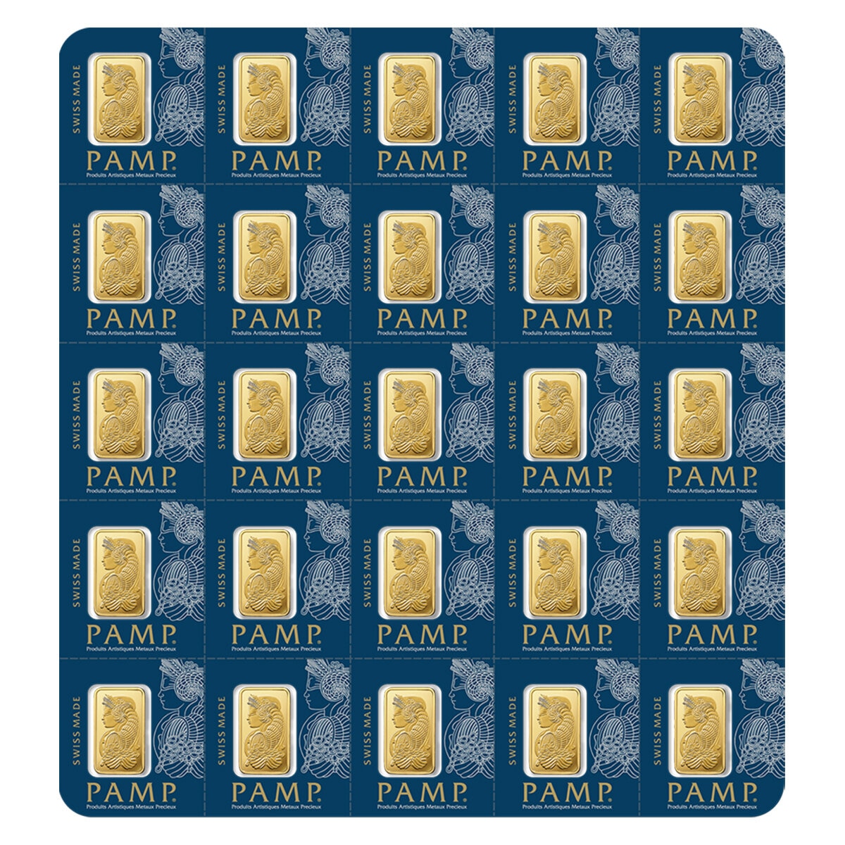 Lingotes de Oro 25 pz de 1g c/u PAMP