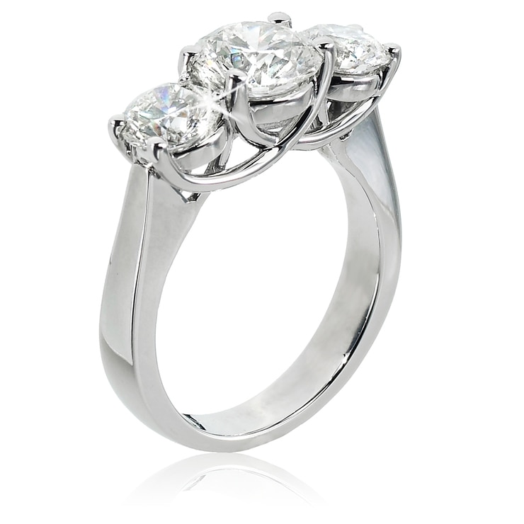 3.00ctw, Anillo de Tres Diamantes, Oro Blanco de 14kt 3.00ctw, Anillo de Tres Diamantes, Oro Blanco de 14kt