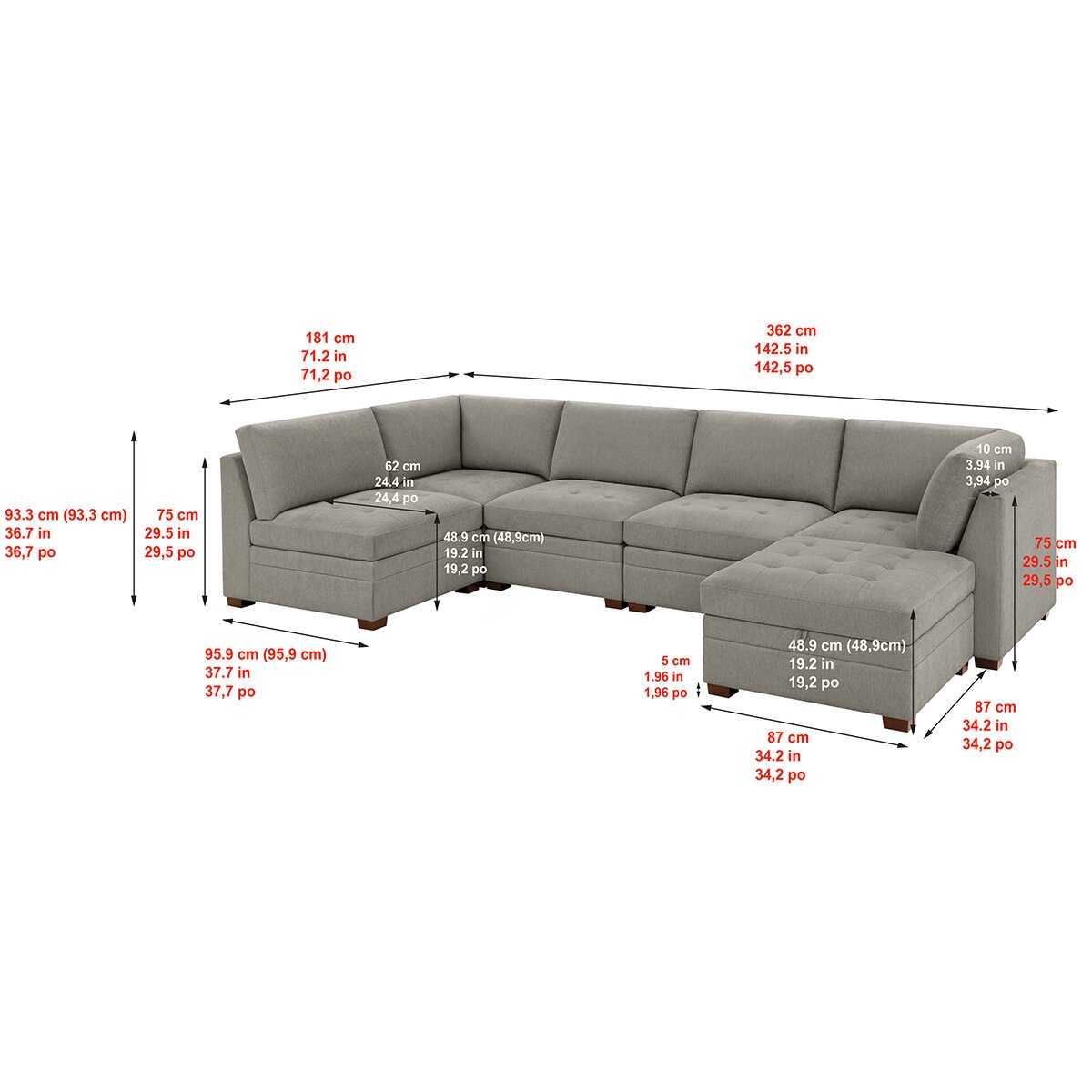 Thomasville, Sofá Modular de Tela 6 Piezas