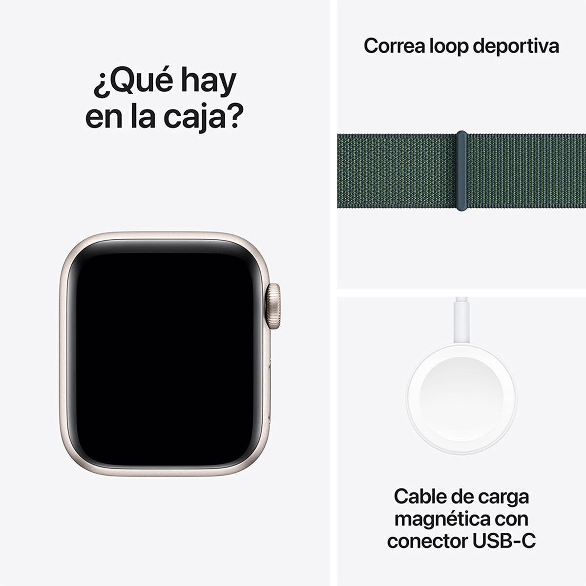 Apple Watch SE 2 (GPS) 40mm Aluminio Blanco Estelar + Correa Deportiva Belcro Verde - Unitalla Apple Watch SE 2 (GPS) 40mm Aluminio Blanco Estelar + Correa Deportiva Belcro Verde - Unitalla