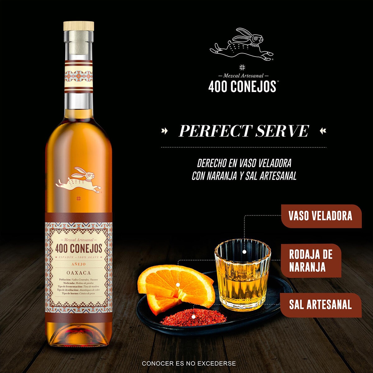 Mezcal 400 Conejos Añejo 700ml