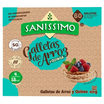 Sanissimo Galletas de Arroz y Quinoa 30 pzas de 14 g