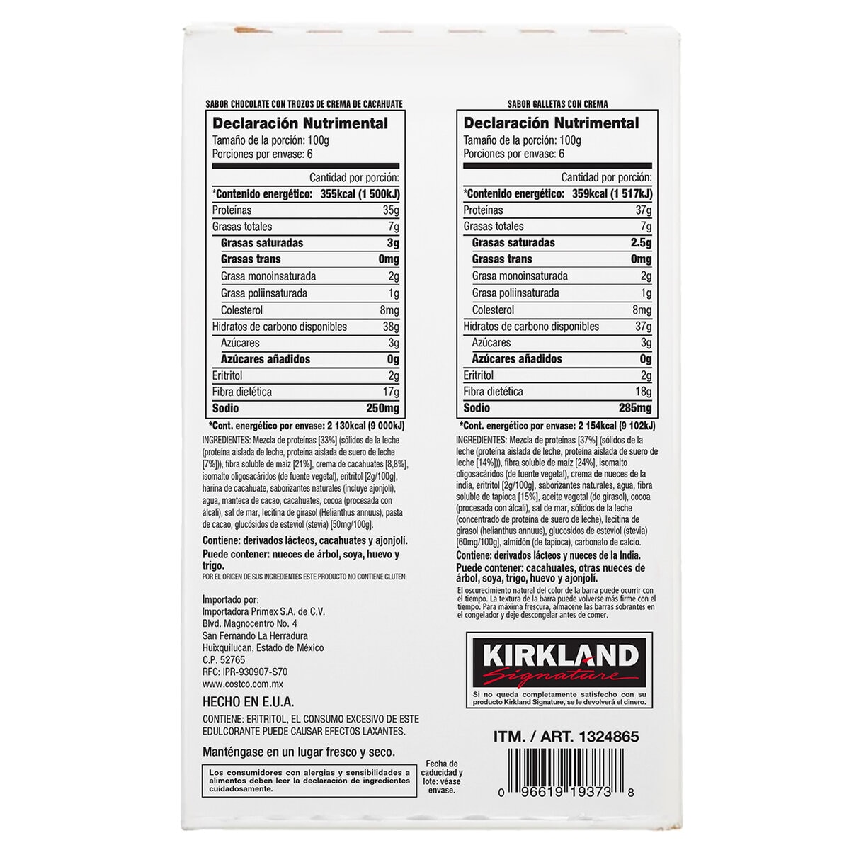 Kirkland Signature Barras de proteína 20 pzas de 60 g Kirkland Signature Barras de proteína 20 pzas de 60 g