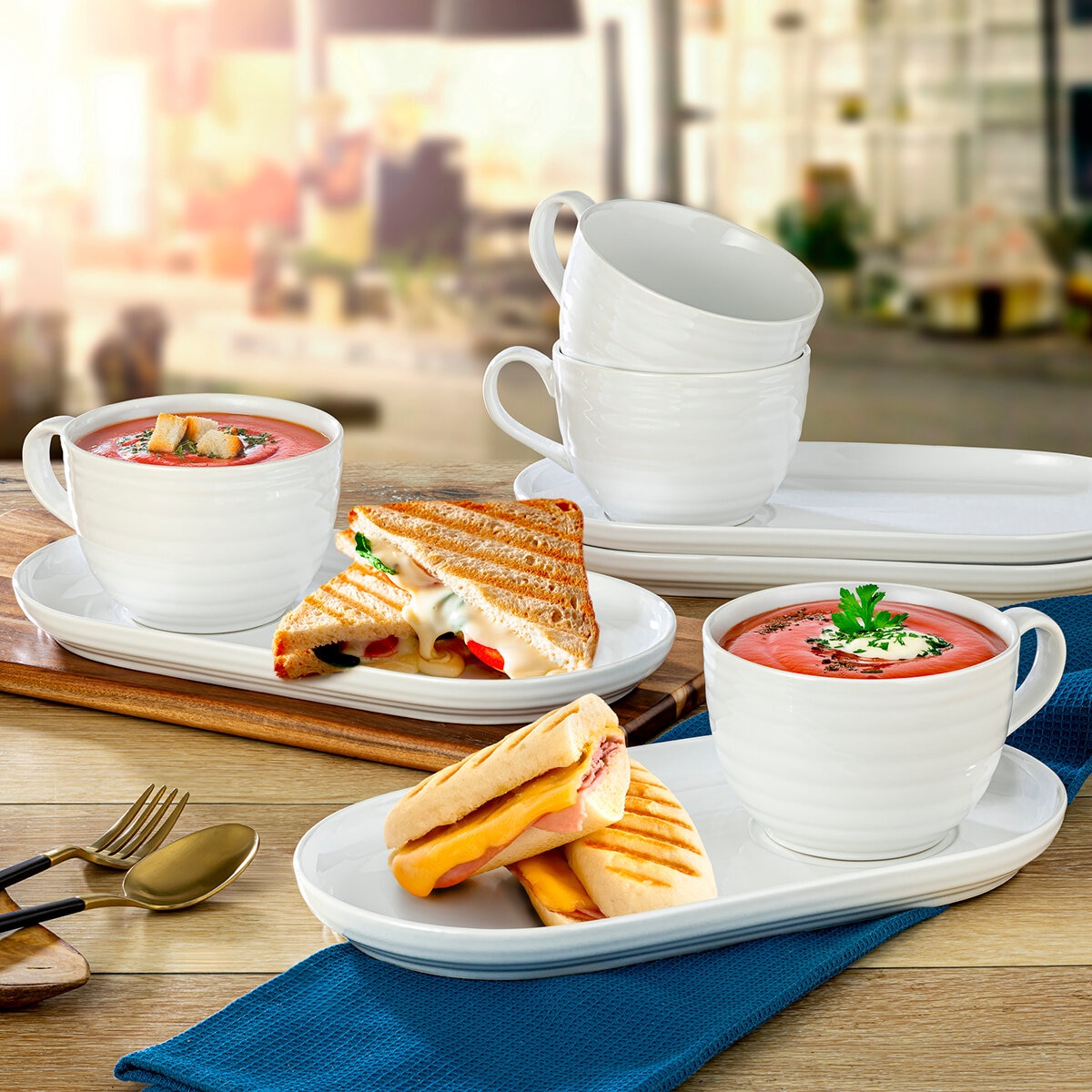 Signature Housewares 4 Juegos de Taza y Plato de Cerámica Signature Housewares 4 Juegos de Taza y Plato de Cerámica