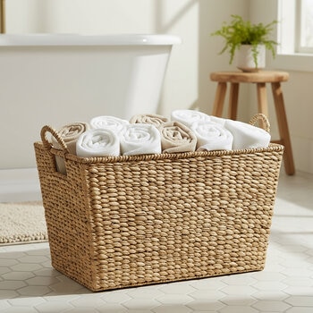 Cesta con Tejido Natural Rectangular Cesta con Tejido Natural Rectangular