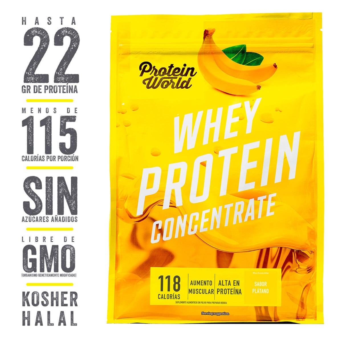 Protein World Whey Proteína en Polvo Sabor Plátano 900 g