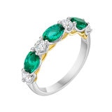 Anillo de Esmeralda Creada con Diamantes, 0.50ctw, Oro 2 Tonos, Blanco y Amarillo de 14K