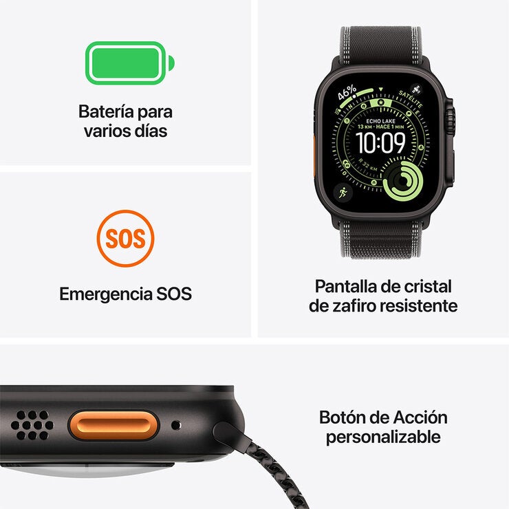 Apple Watch Ultra 3 (GPS + Celular) 49mm Titanio Negro + Correa Alpine Negro - Talla M Apple Watch Ultra 3 (GPS + Celular) 49mm Titanio Negro + Correa Alpine Negro - Talla M
