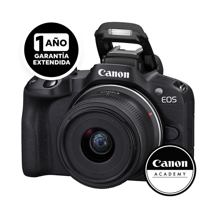 Canon EOS R50 RF-S 18-45mm F4.5-6.3 IS STM + Curso Linero ABC de Vlogger + Garantía extendida