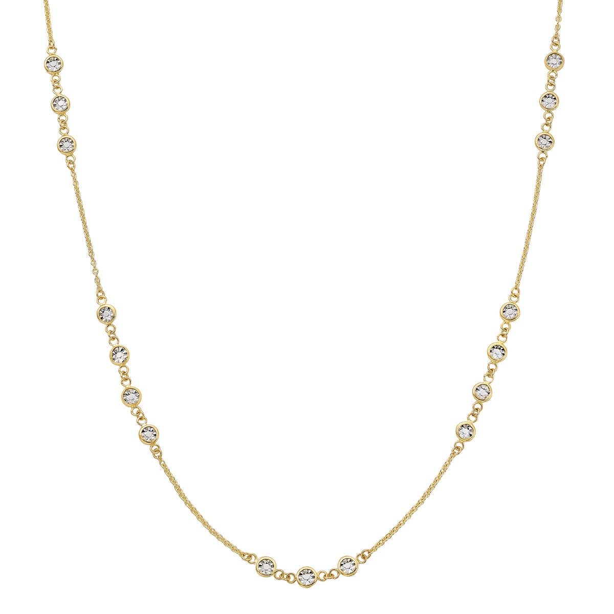 Collar de Estaciones Redondas, Oro Dos Tonos 14K Collar de Estaciones Redondas, Oro Dos Tonos 14K