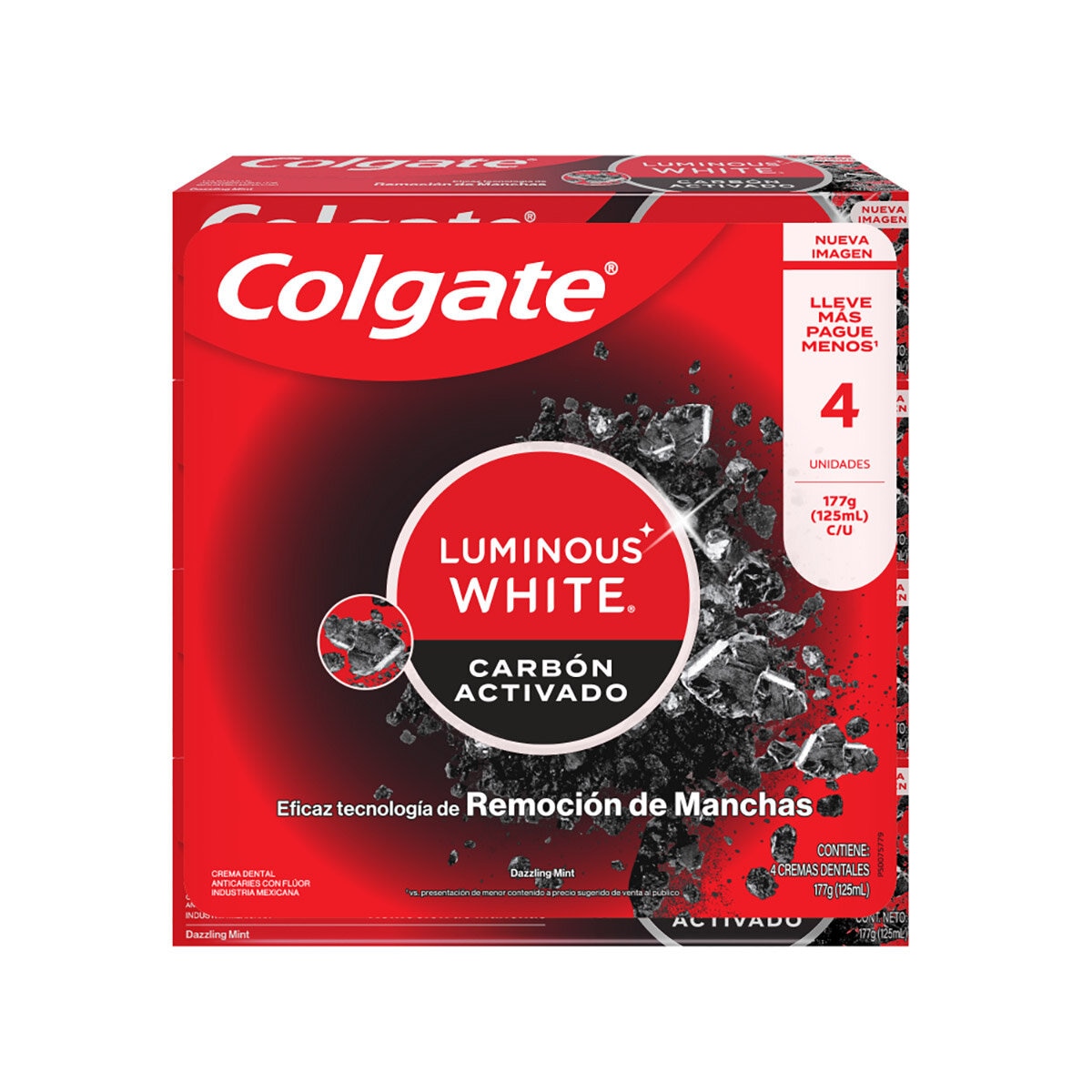 Colgate Luminous White Pasta Dental con Carbón Activado 4 pzas Colgate Luminous White Pasta Dental con Carbón Activado 4 pzas