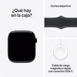 Apple Watch S10 (GPS) Caja de aluminio negro azabache 46mm con correa deportiva negro M/L