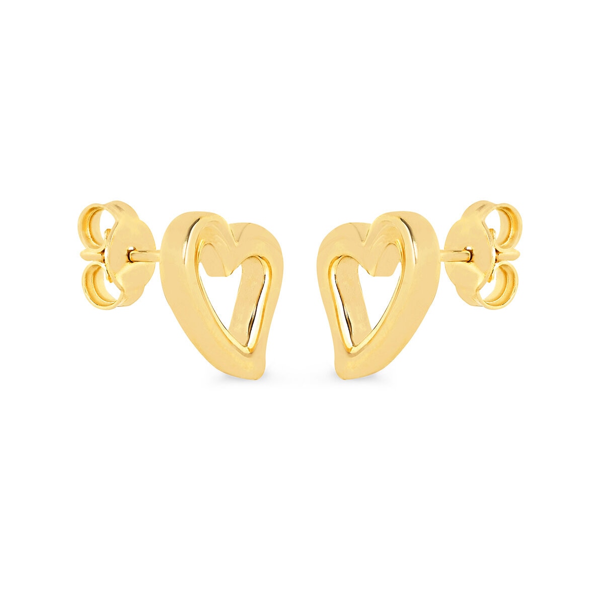 Aretes de Corazon, Oro Amarillo 14K Aretes de Corazon, Oro Amarillo 14K