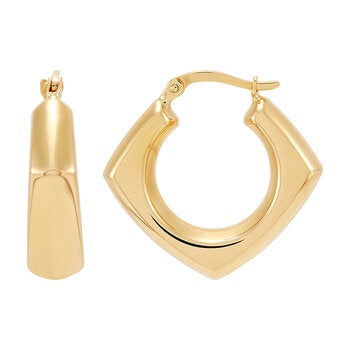Aretes, Arracadas Forma Diamante, Oro Amarillo 14K Aretes, Arracadas Forma Diamante, Oro Amarillo 14K