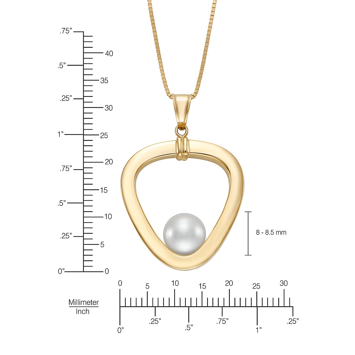 Dije de Perla Cultivada con Cadena 45.72cm, 8-8.5mm, Oro Amarillo de 14K Dije de Perla Cultivada con Cadena 45.72cm, 8-8.5mm, Oro Amarillo de 14K