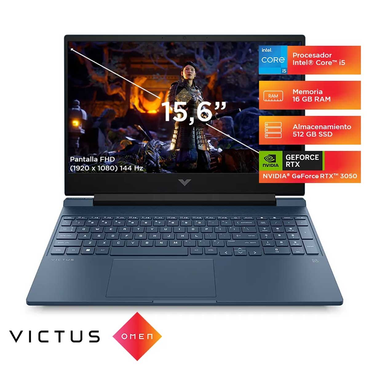 HP Victus Gaming 15-fa0022la Laptop 15.6" Full HD Intel Core i5 16GB 512GB SSD