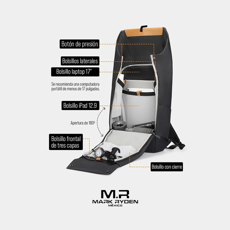 Mark Ryden, Mochila Ejecutiva Expandible para Laptop de 17”– Aesthetic, Impermeable y con Apertura 180° Mark Ryden, Mochila Ejecutiva Expandible para Laptop de 17”– Aesthetic, Impermeable y con Apertura 180°