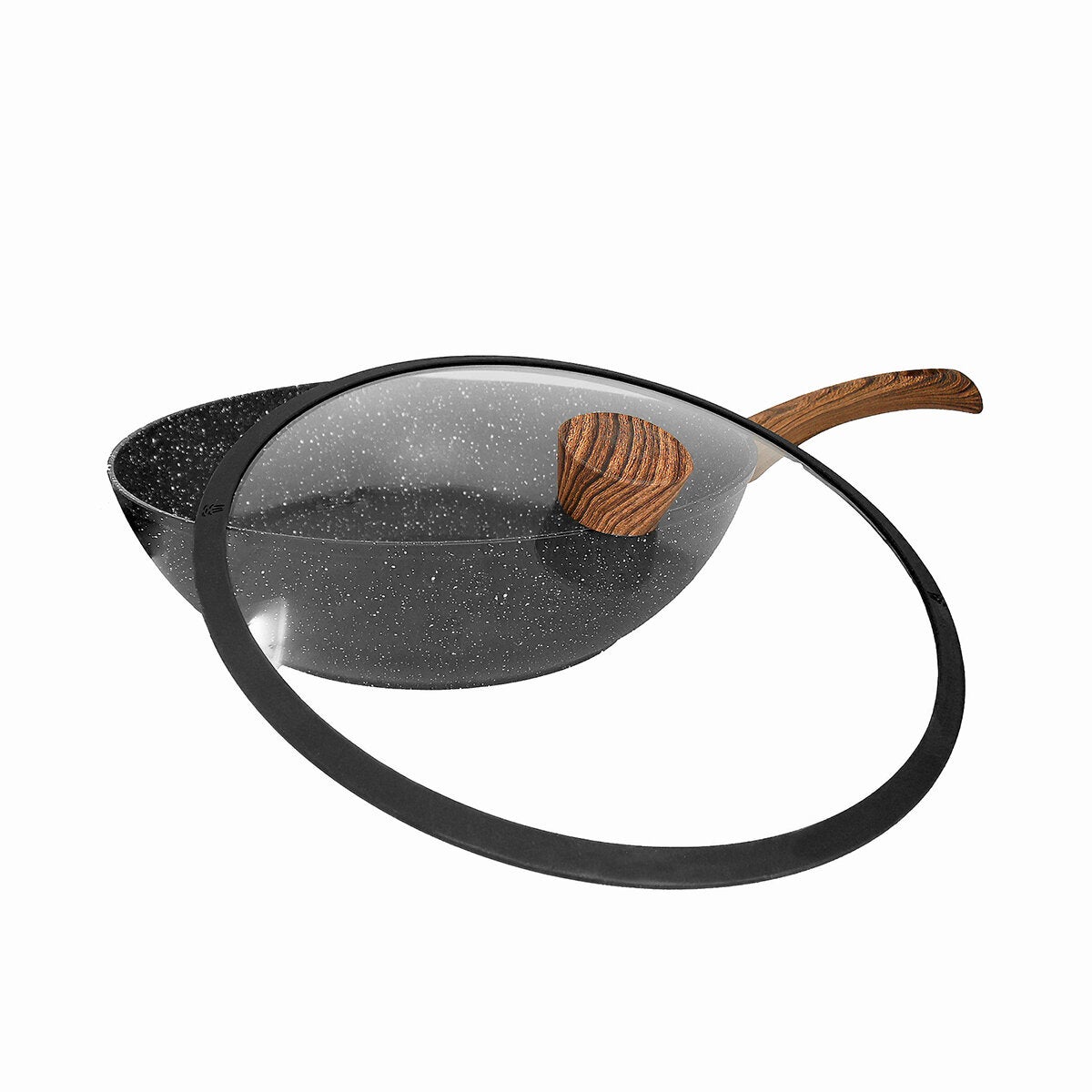 Westinghouse, Wok de 30 cm, Marmol Negro con Mango de Madera Westinghouse, Wok de 30 cm, Marmol Negro con Mango de Madera