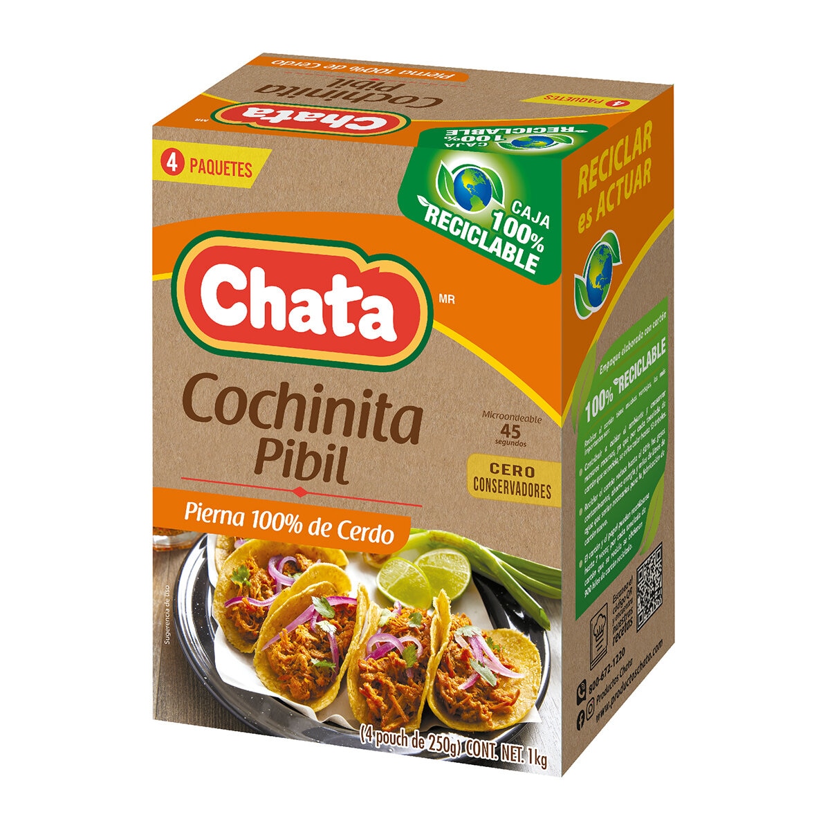 Chata Cochinita Pibil 4 sobres de 250 g Costco México