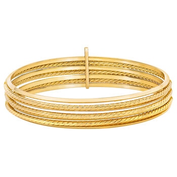 Brazalete, Oro Amarillo de 14K, de 7 aros