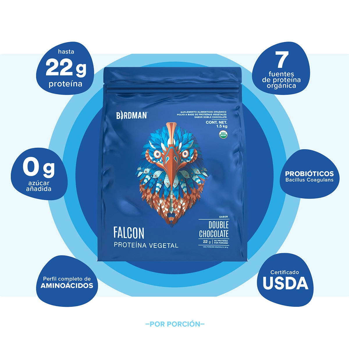 Birdman Falcon Proteína Vegetal Orgánica Sabor Doble Chocolate 1.5 kg Birdman Falcon Proteína Vegetal Orgánica Sabor Doble Chocolate 1.5 kg