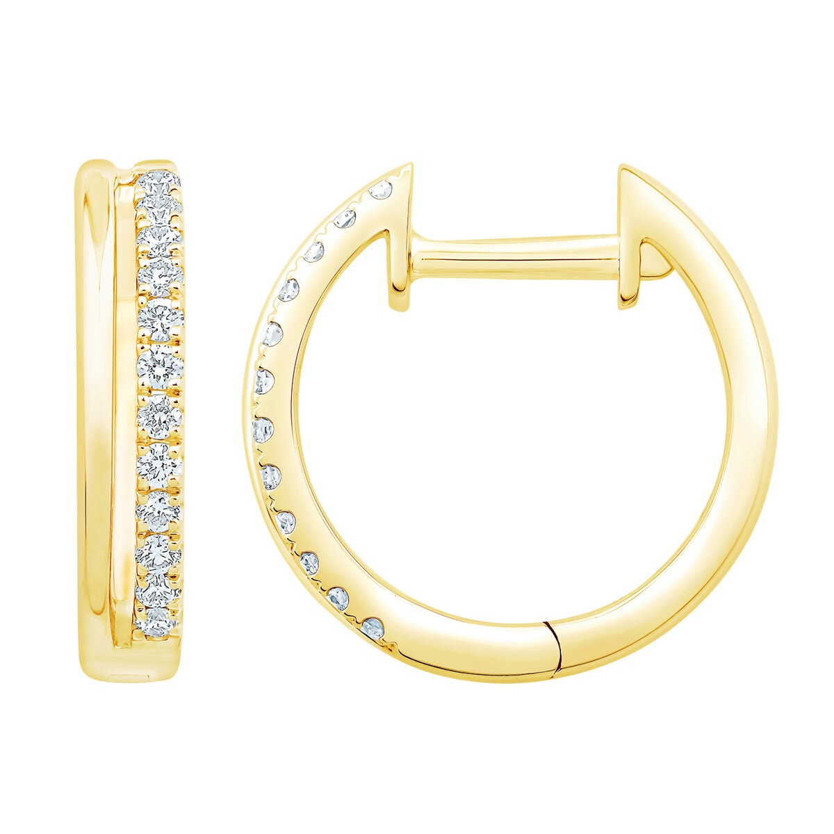 Arracadas de Diamantes .15ctw, Corte Redondo Brillante, Oro Amarillo de 14K