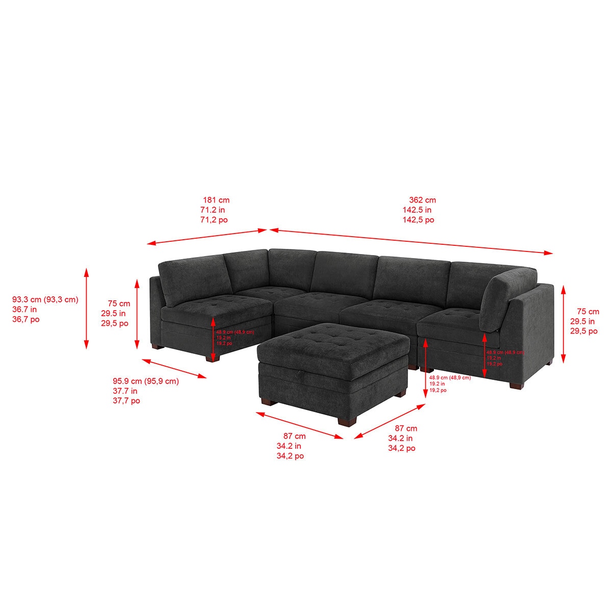 Thomasville, Sofá Modular de Tela 6 Piezas