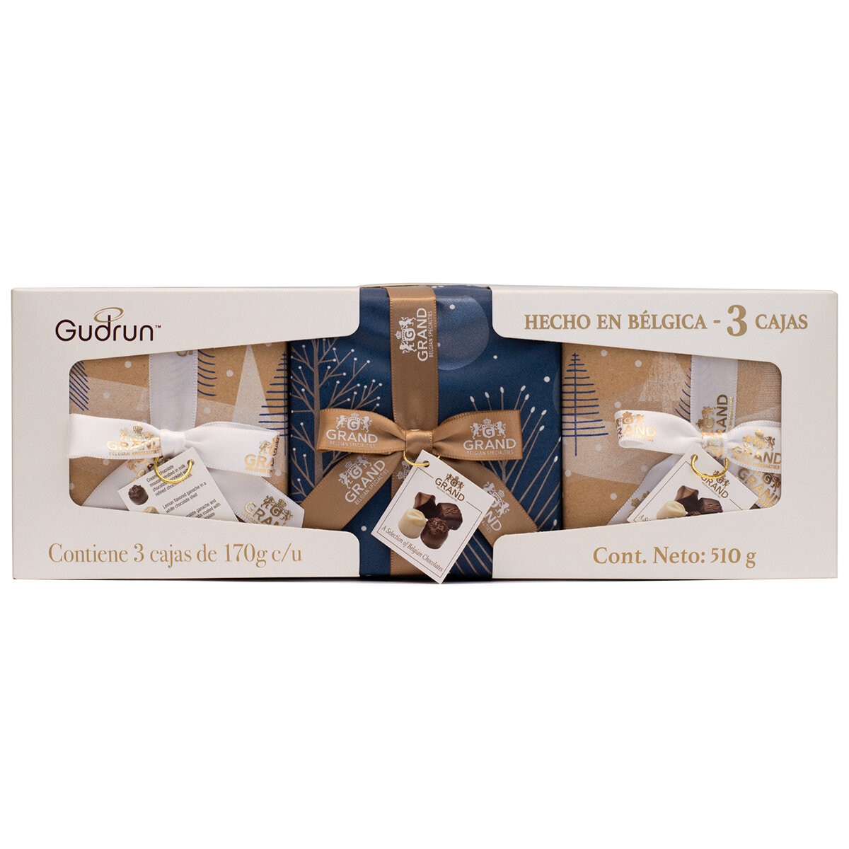 Gudrun Cajas de Chocolates Envueltas para Regalo 3 pzas de 170 g